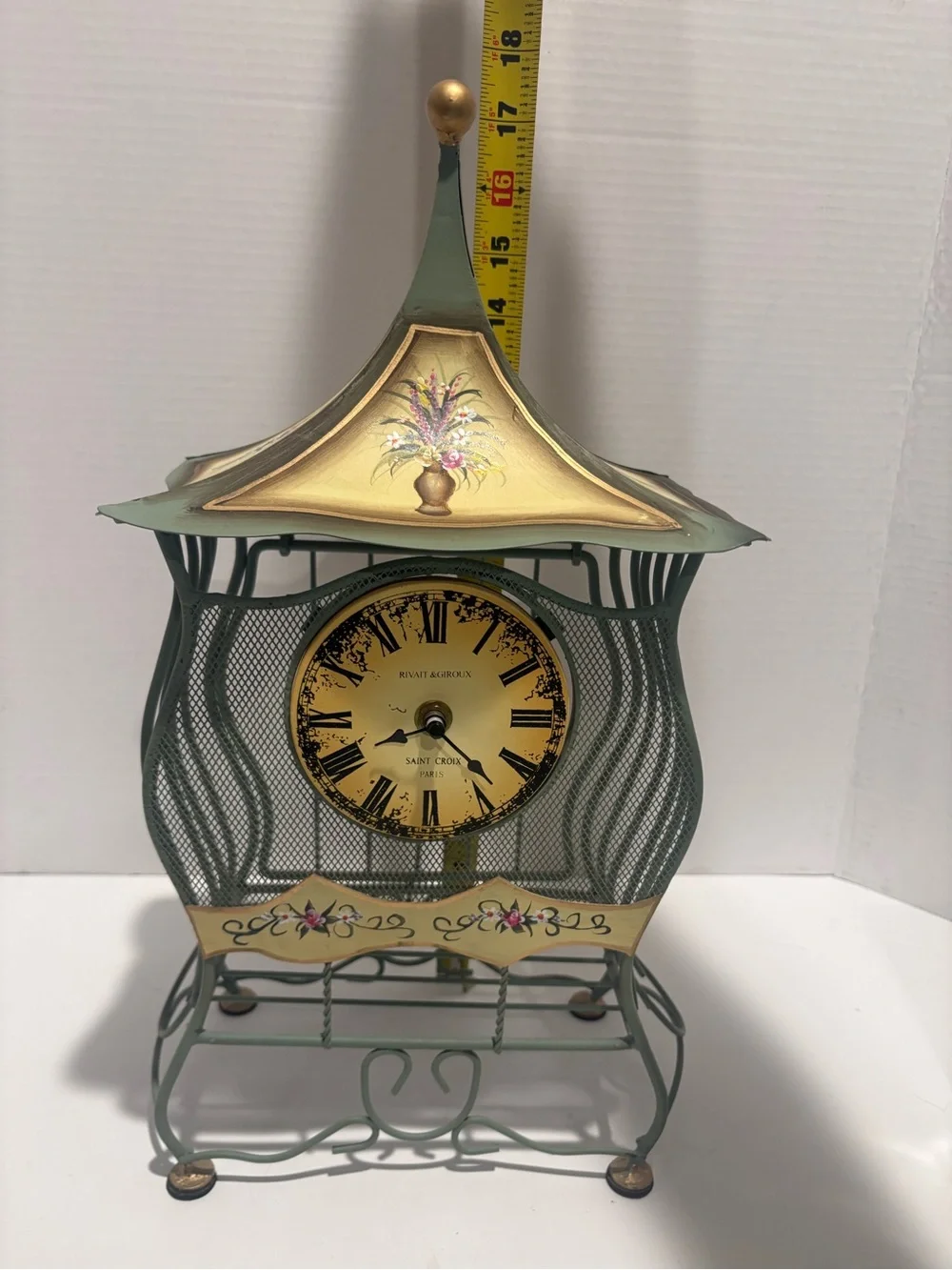 Vintage Style Wire Cage Clock (works)